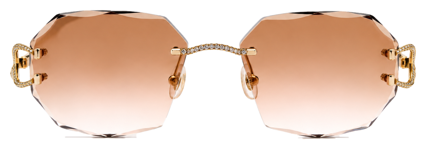 Rose gradient diamond-set rimless eyewear